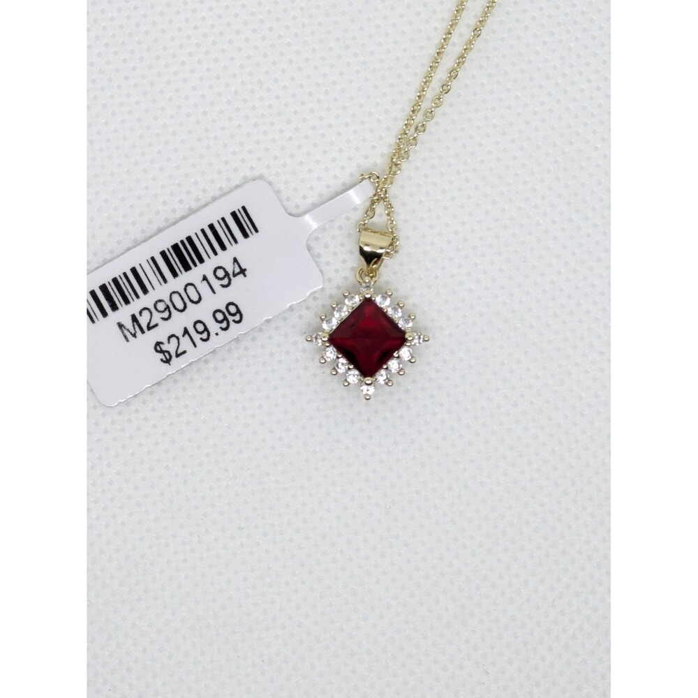 Womens Brand new (W/ Tag) Fine Red Halo Cz Corundum Pendant W/ 16-18in. Chain - Picture 10 of 12